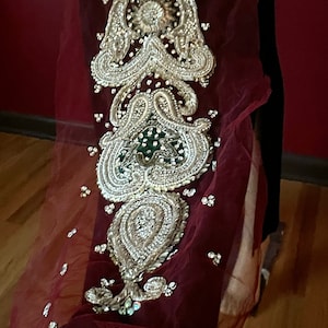 VINTAGE zardosi bullion with sequins, crystals and beads. INDIA Sari panel