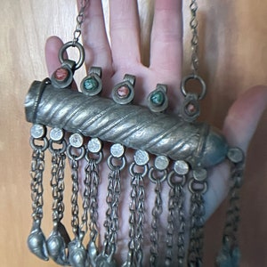 XL Antique Oman/ Moroccan Prayer Box  Talisman Necklace  Tribal Silver  Collectors  Circa 1800&#39;s