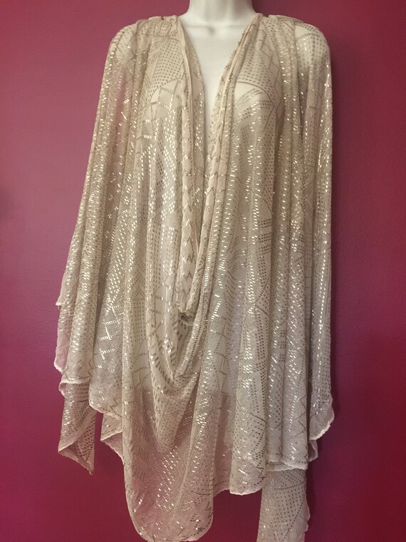 Cream Art Deco Vintage Egyptian Assuit Piano Shawl 19… Gem