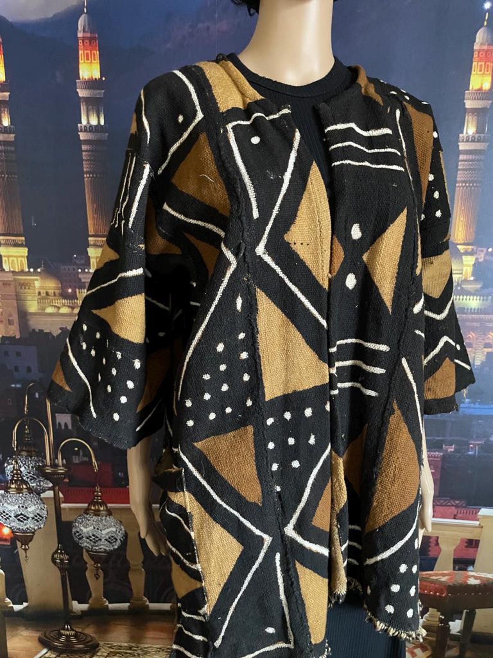 Authentic Vintage Fermented Mud Cloth Graphic Bogolanfini African Cloak ...
