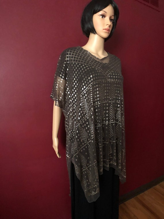 Brown/Silver Vintage Egyptian Assuit Tunic  1920's  Bellydance/Flapper/Gatsby/Abbey/ Egyptian Revival/ Egyptian Caftan View 2
