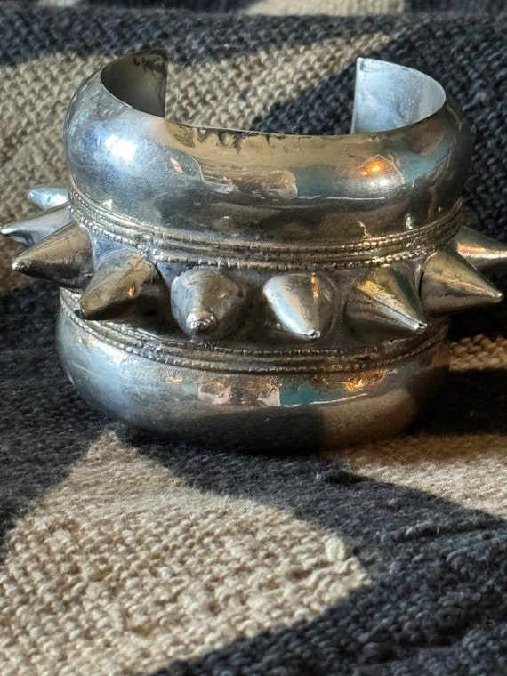 Spiked wide vintage  Silver Tribal Cuff  ATS/FCBD/