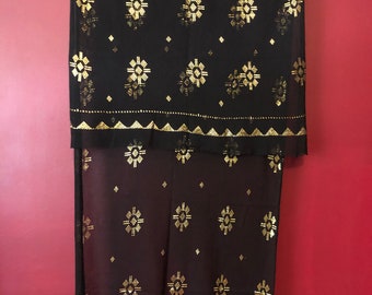 Black Egyptian Assuit GOLD sun motif shawl bellydancers cover up