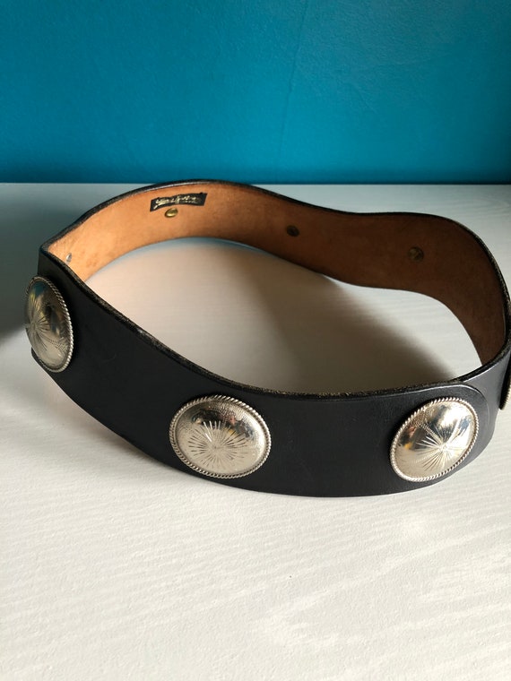 Vintage Leather Belt with Beautiful Silver Southwe