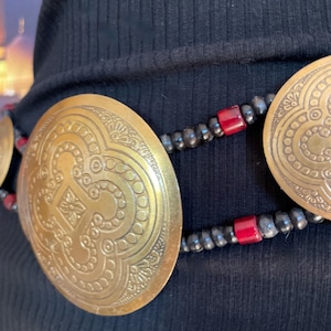 Vintage Moroccan Disc Belt with Flower detail on buckle and throughout Moroccan Disc Belt - Etsy main image 4