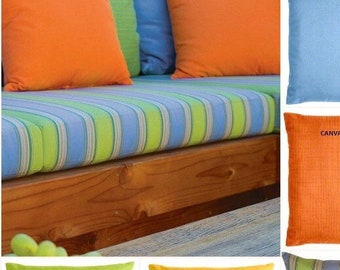 Sunbrella Pillows, Bravada Limelite, Parrot, Tangerine, Air Blue, Sunflower