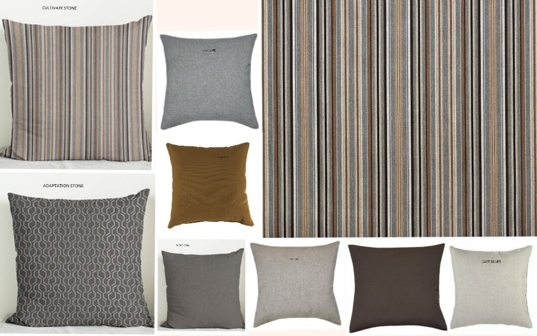 Sunbrella Pillows Cultivate Stone Teak Bay Brown Cast Etsy