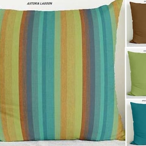 Sunbrella Pillows, Astoria Lagoon, Canvas Gingko, Spectrum Peacock, Canvas Teak