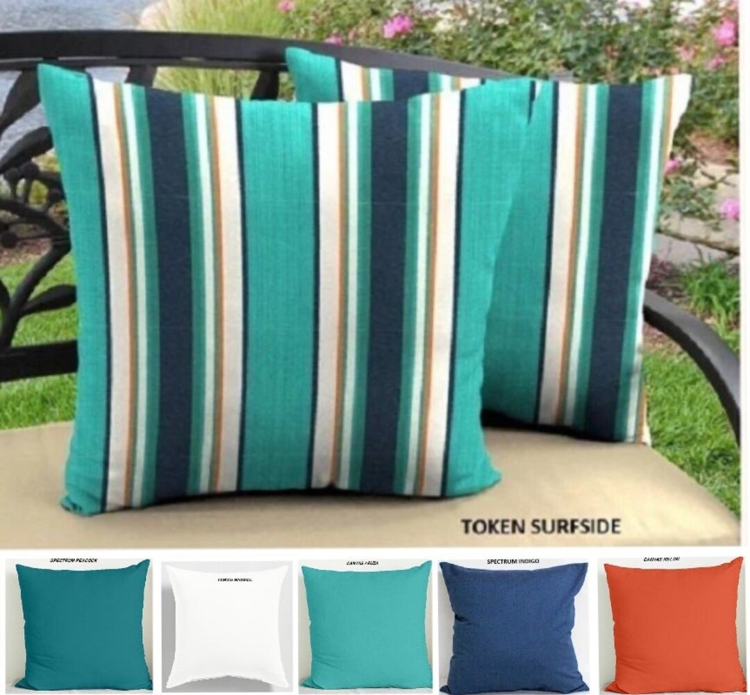 Sunbrella Outdoor Pillow Token Surfside Canvas Natural Etsy