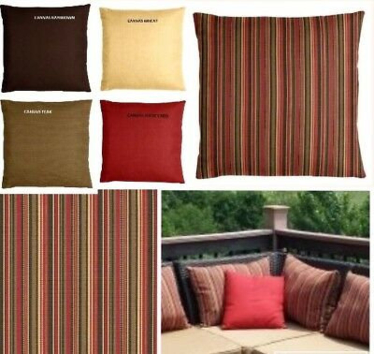 Sunbrella Pillows Dorsett Cherry Teak Baybrown Wheat Etsy