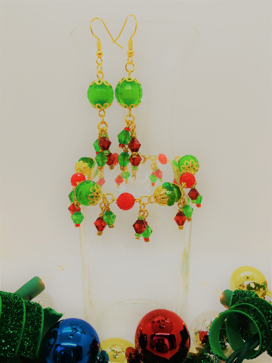Kerst oorbellen feestelijke oorbellen kerst bracelet groene Etsy