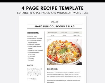 Recipe Book Template Pages from i.etsystatic.com