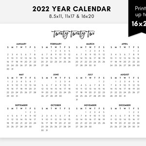 2022 Printable Calendars 2022 Wall Planner 2022 Desk | Etsy