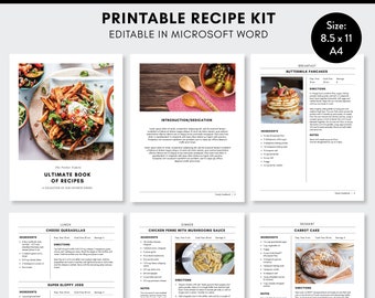 Cookbook Template Etsy