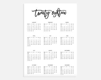 2018 calendar a3 calendar with week numbers 2018 year calendar a3 digital download calendar a3 calendar printable calendar 2018