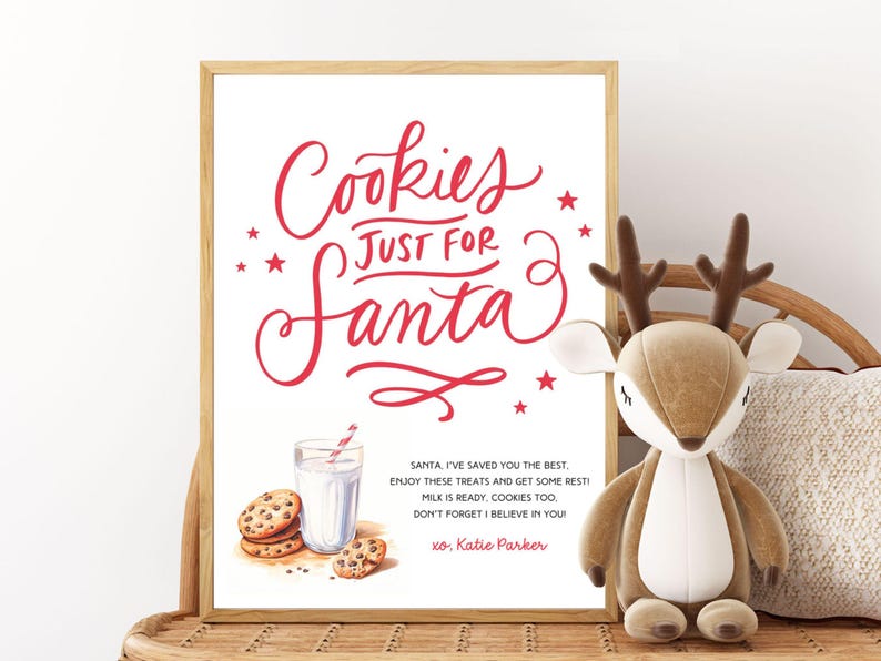 Cookes and Milk for Santa Printable Sign, Christmas Santa Decor ...