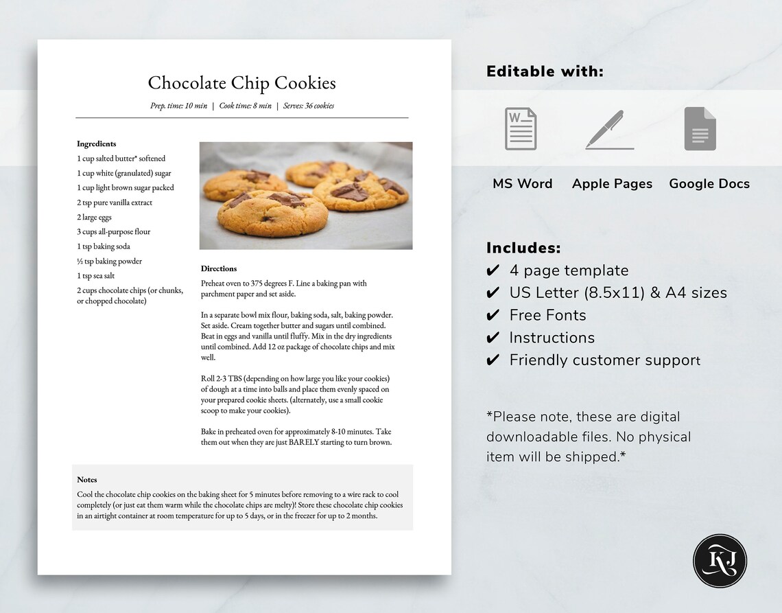 Recipe Template Google Docs Template Editable Recipe Etsy Recipe Template Google Docs Template Editable Recipe Etsy