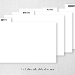 4x6 and 5x7 Recipe Card Template, Recipe Card MS Word Template, Printable Recipe Cards, Recipe Page, Editable Recipe Cards and Dividers image 7