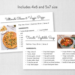 4x6 and 5x7 Recipe Card Template, Recipe Card MS Word Template, Printable Recipe Cards, Recipe Page, Editable Recipe Cards and Dividers image 2