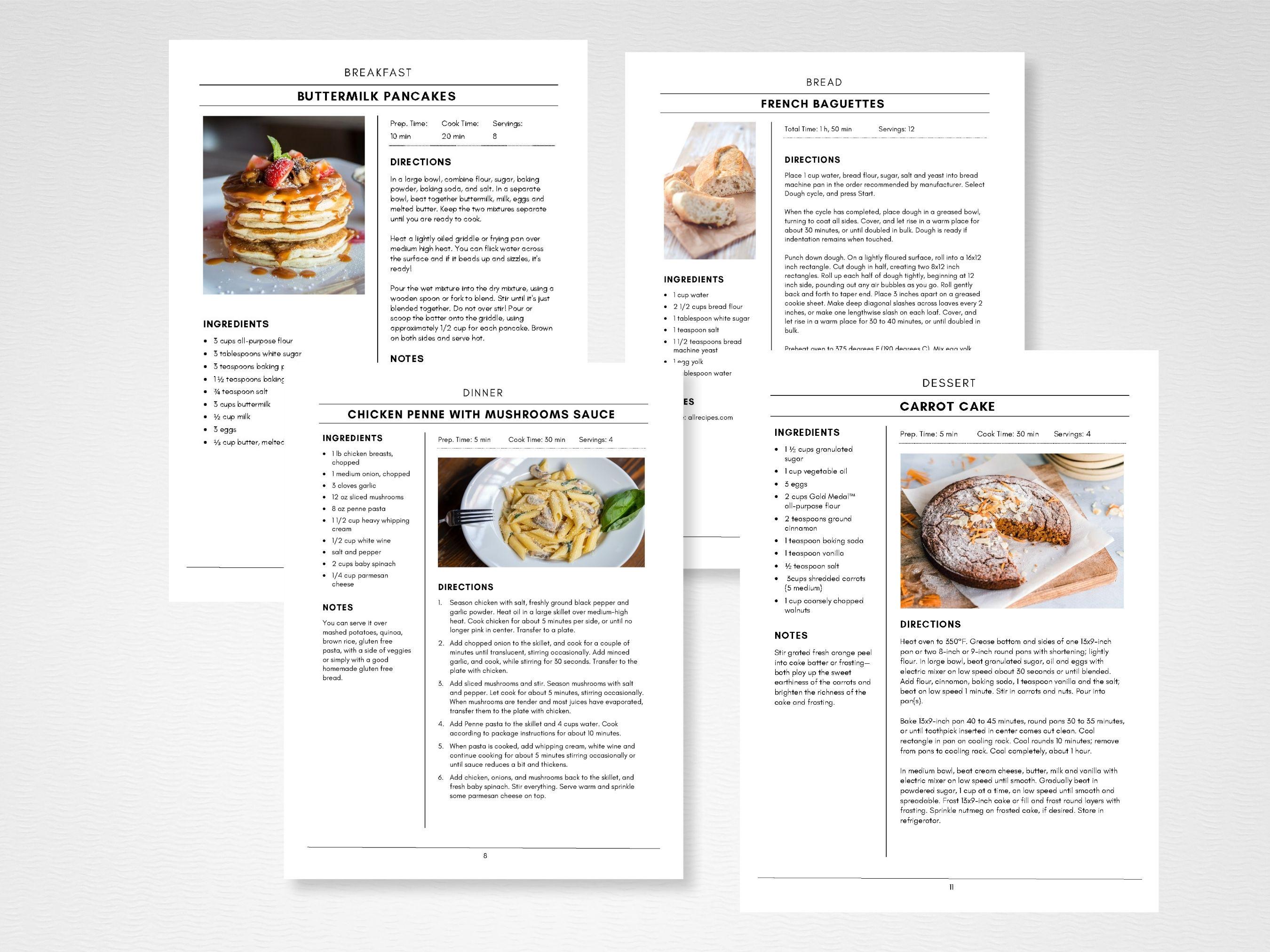 Editable MS Word Template, Printable Recipe Binder Kit, Instant ...
