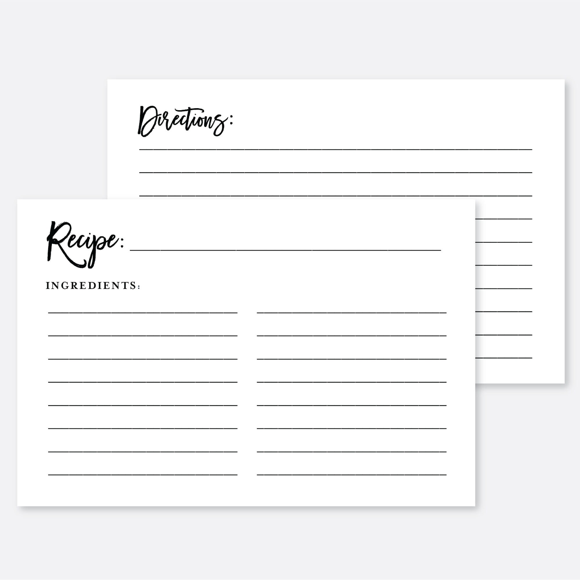4x6 Printable Recipe Card Modern Recipe Cards Kitchen Recipe Etsy Singapore