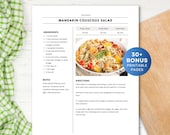 Editable Simple Recipe Template, Printable Recipe Book, Recipe Page, MS Word, Pages, Google Docs, Canva Recipe Card Page Template