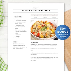 Editable Simple Recipe Template, Printable Recipe Book, Recipe Page, MS Word, Pages, Google Docs, Canva Recipe Card Page Template