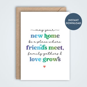 Neues Zuhause, typografische Karte, Herzlichen Glückwunsch zum neuen Haus, Einweihungsparty, druckbare Karte, DIY, digitaler Download, 5x7
