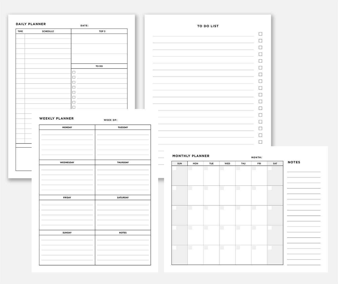 Printable Planner Kit, Daily Planner, Weekly Planner, Monthly Planner, Calendar Planner, Planner Set, To Do List, Printable Office Kit