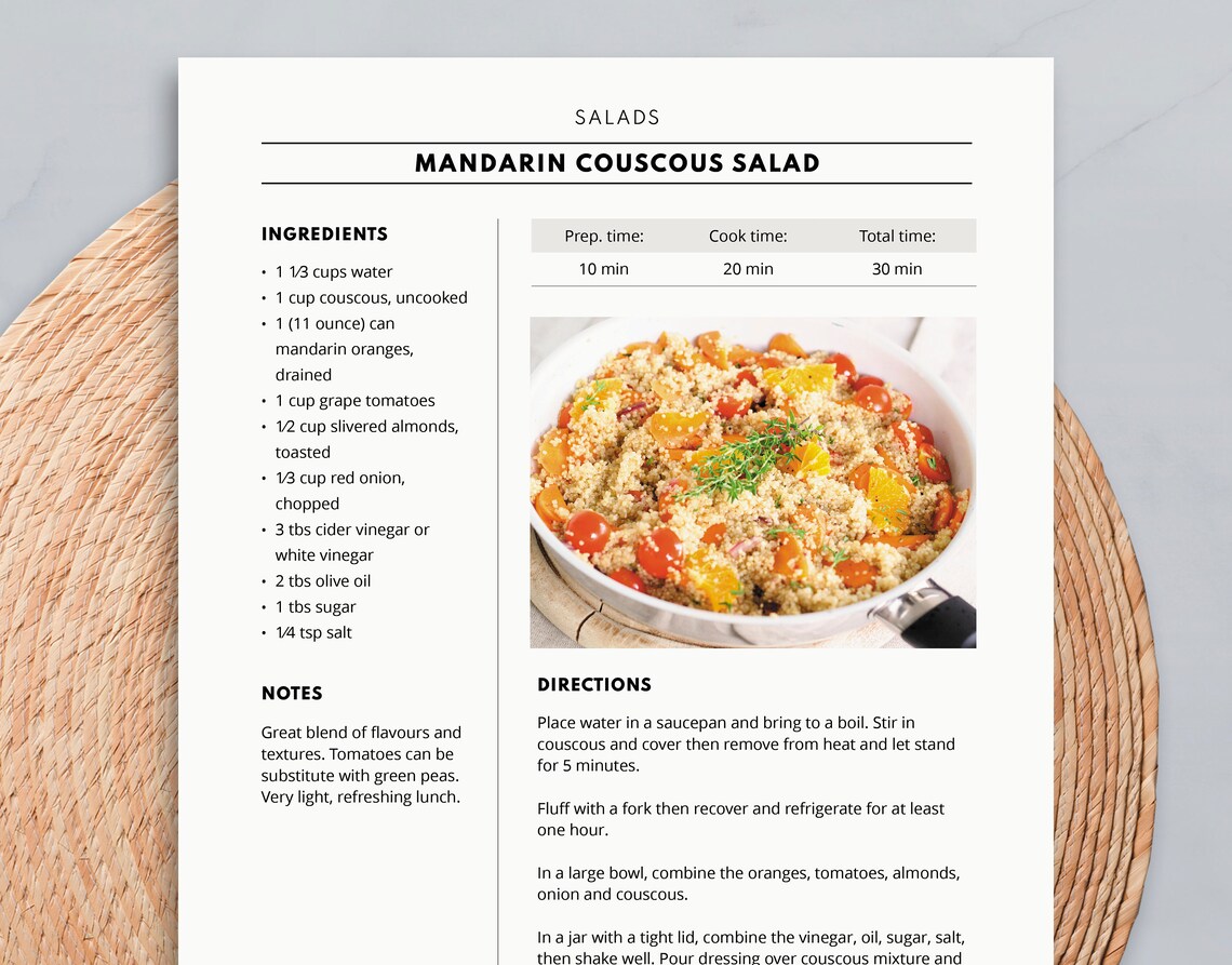 Editable Recipe Template Printable Recipe Book Editable | Etsy UK
