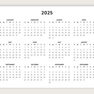 2025 Minimalist Letter Printable Calendar, 2025 Simple Planner, 2025 ...