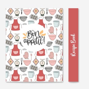 Recipe Binder Cover, Kitchen Binder Kit, Recipe Book Cover, Binder Spine and Dividers, Digital Download, Gift for Her, DIY