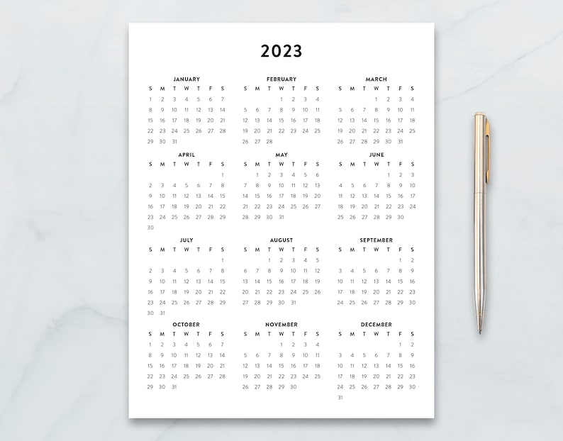 2023 Minimalist Letter Printable Calendar 2023 Simple image 2