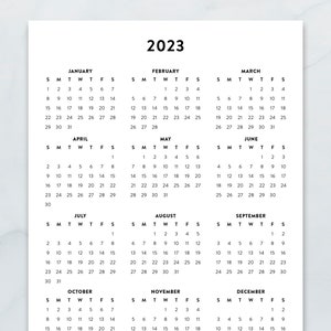 2023 Minimalist Letter Printable Calendar 2023 Simple image 1