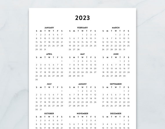 2023 minimalist letter printable calendar 2023 simple - etsy