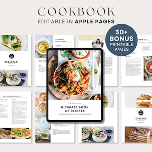 Apple Pages Editable Recipe Template, Recipe Book for Apple Pages, Printable Recipe Binder Template, iPad Recipe Template, Digital Download