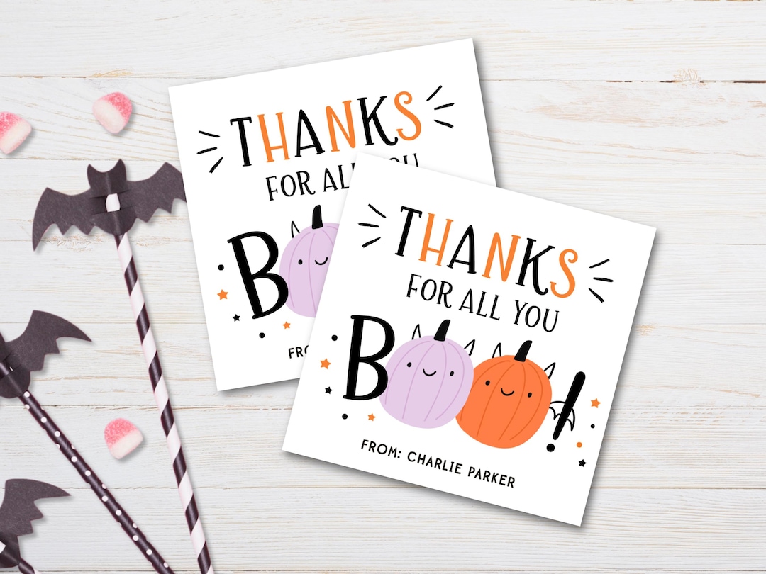 Thanks for All You Boo, Editable Square Gift Tag, Teacher Appreciation ...