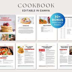 Canva Recipe Book Template, Editable Cookbook, Printable Recipe ebook, Recipe Bundle, Instant Download, Edit in Canva, Simple Template