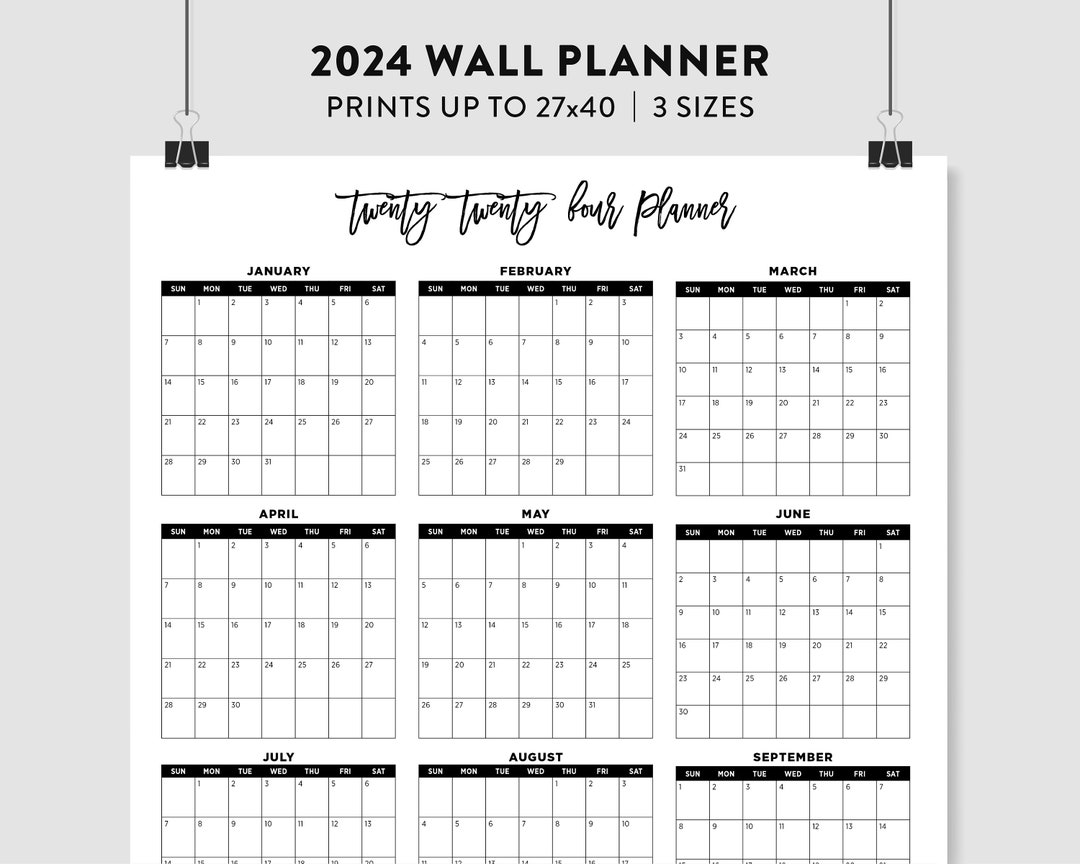 2024 Calendar, 2024 Large Wall Calendar, 2024 Printable Calendar, 2024