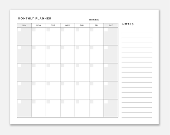 Planner Monthly, Monthly Organizer, Printable Monthly Planner, DIY Monthly Planner, Simple Monthly Planner, Fillable Monthly Planner, Month