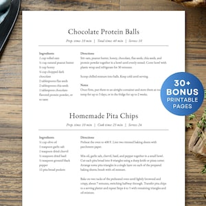 Modelo de 2 receitas por página, modelo de receita curta, modelo do MS Word, Google Docs, Apple Pages, Canva, página de livro de receitas clássico editável