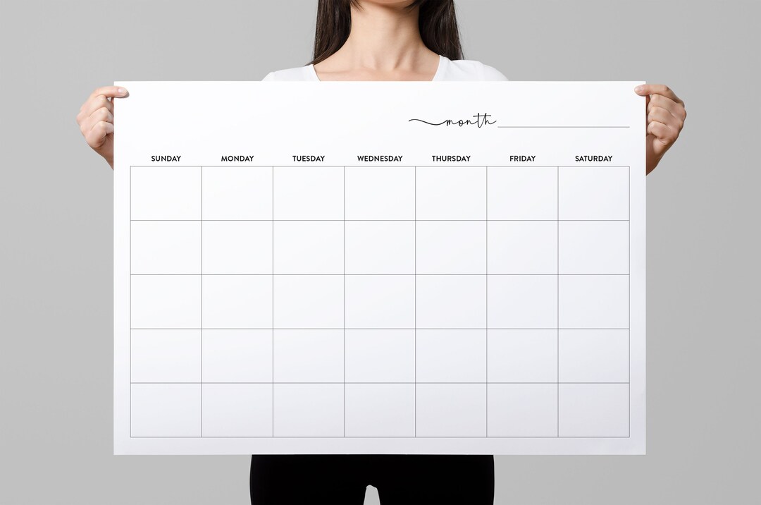 Blank Printable Calendar, Large Wall Calendar, Weekly Planner, 8x11 ...