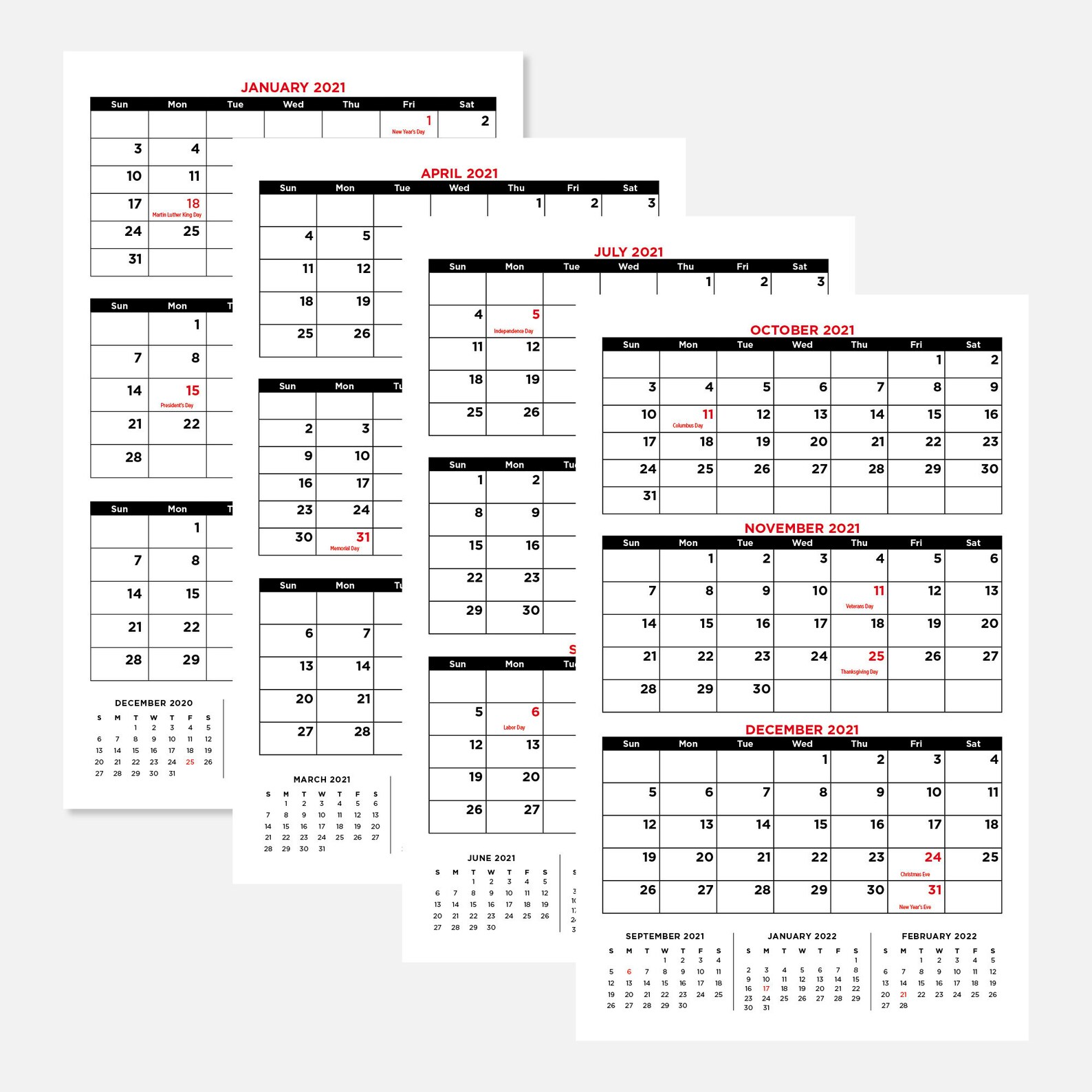 2021-quarterly-calendar-with-holidays-11x14-printable-etsy