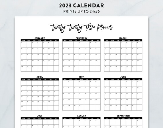2023 Printable Wall Calendar 2023 Large Calendar 2023 - Etsy