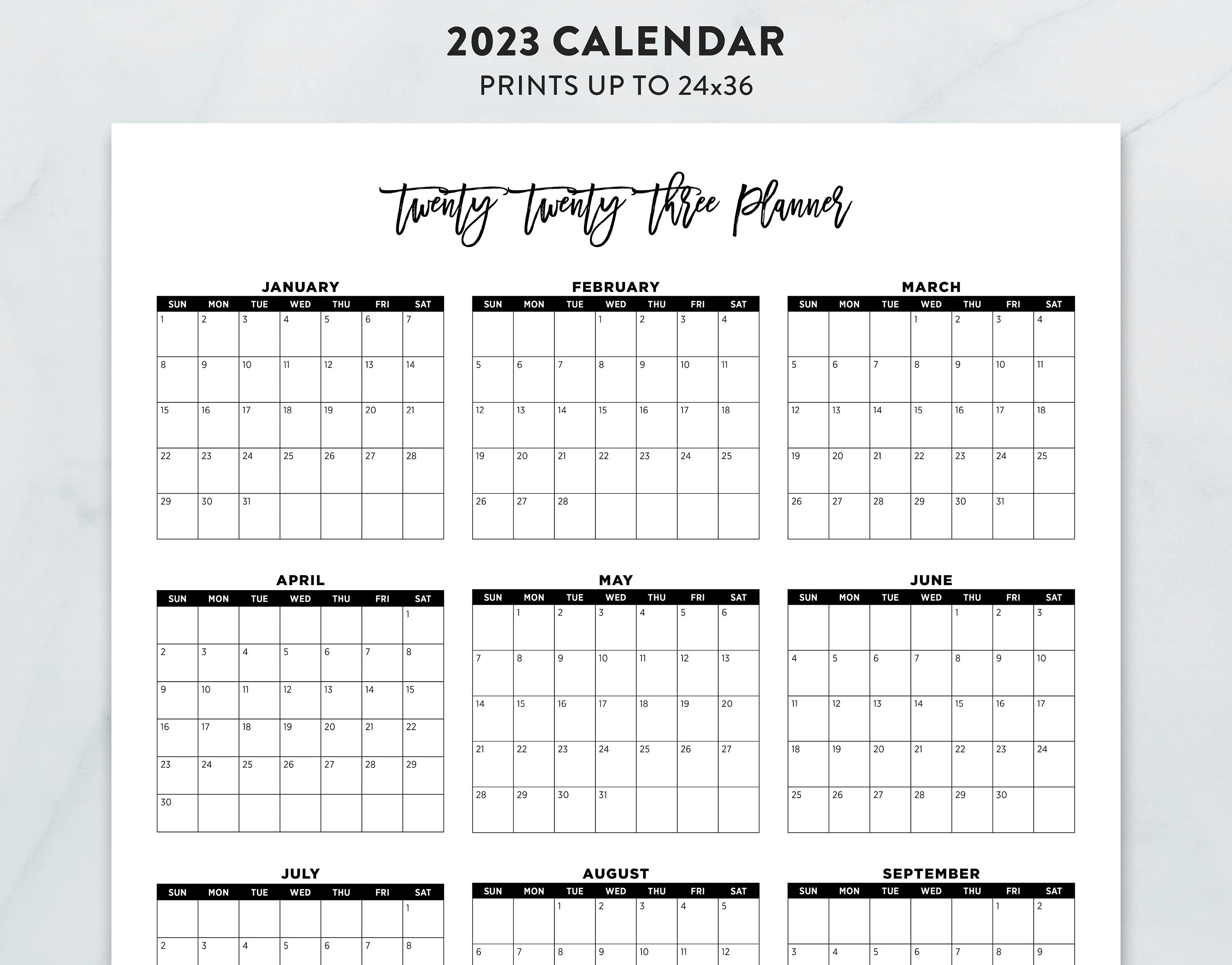 2023 Printable Wall Calendar 2023 Large Calendar 2023 Etsy Australia