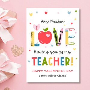 Etiqueta imprimible para el día de San Valentín para profesores, me encanta tenerte como mi tarjeta de profesor, tarjeta de San Valentín para el aula, editable con Canva, tarjeta de San Valentín para profesores