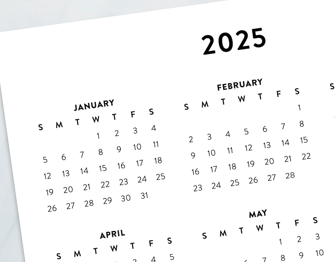 2025 Minimalist Letter Printable Calendar 2025 Simple Etsy Australia
