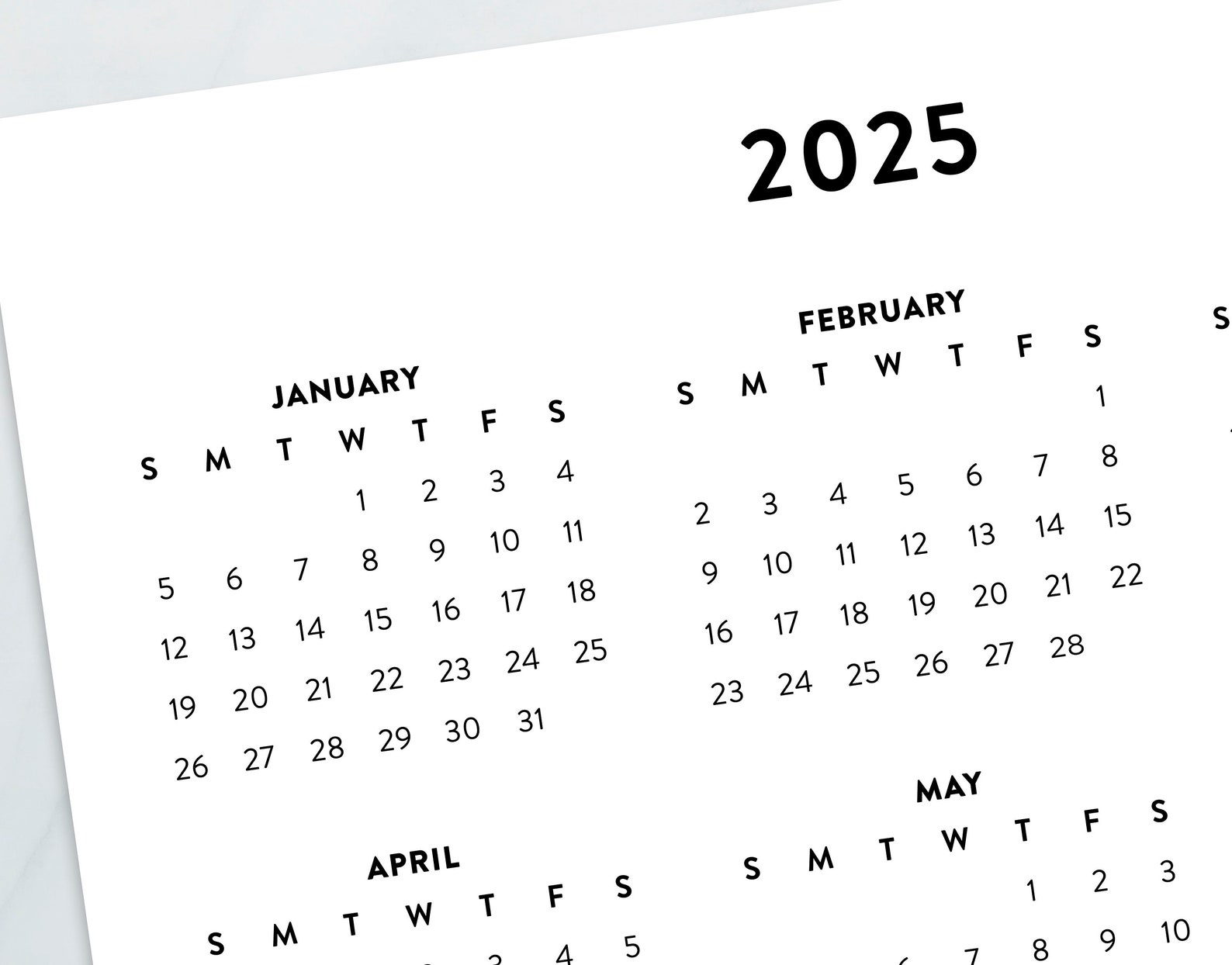 2025 Minimalist Letter Printable Calendar 2025 Simple Etsy Australia