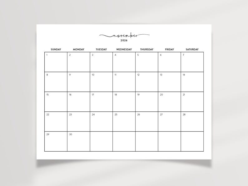 2026 Printable Monthly Calendar, Simple Desk 2026 Planner, 8x11, A4 ...