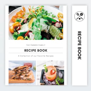 Recipe Binder Cover, Dividers and Spine, Printable Cookbook Binder, Editable Binder Inserts, Digital Download, MS Word, Gift for Her